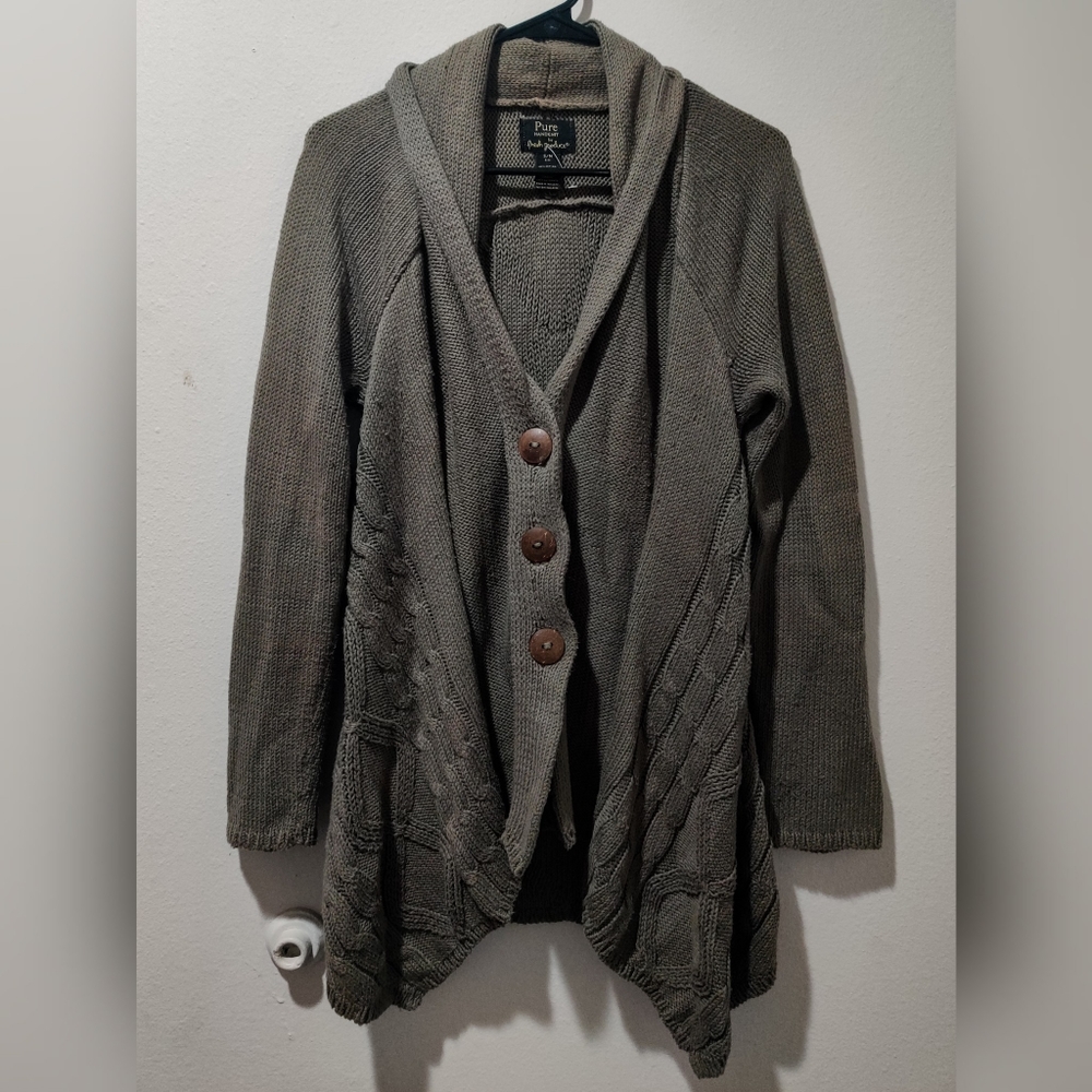 PURE Fresh Produce Olive Cable Knit Cardigan S/M